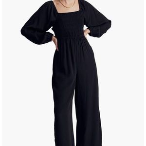 Madewell lucie star jacquard tie back long sleeve jumpsuit